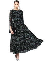Women's Flared Georgette Kurta-AHKUGRPG-798