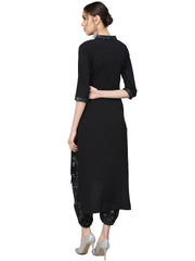 Black & Green Solid Kurta with Harem Pants-AHKUHM-Combo-158