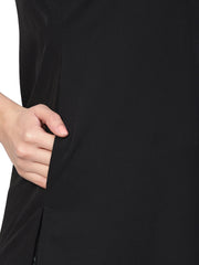 Black & Green Solid Kurta with Harem Pants-AHKUHM-Combo-158
