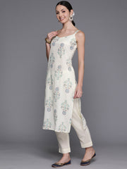 Floral Printed Regular Pure Cotton Kurta with Trousers & Jacket-AHKUJKPN-COMBO-718