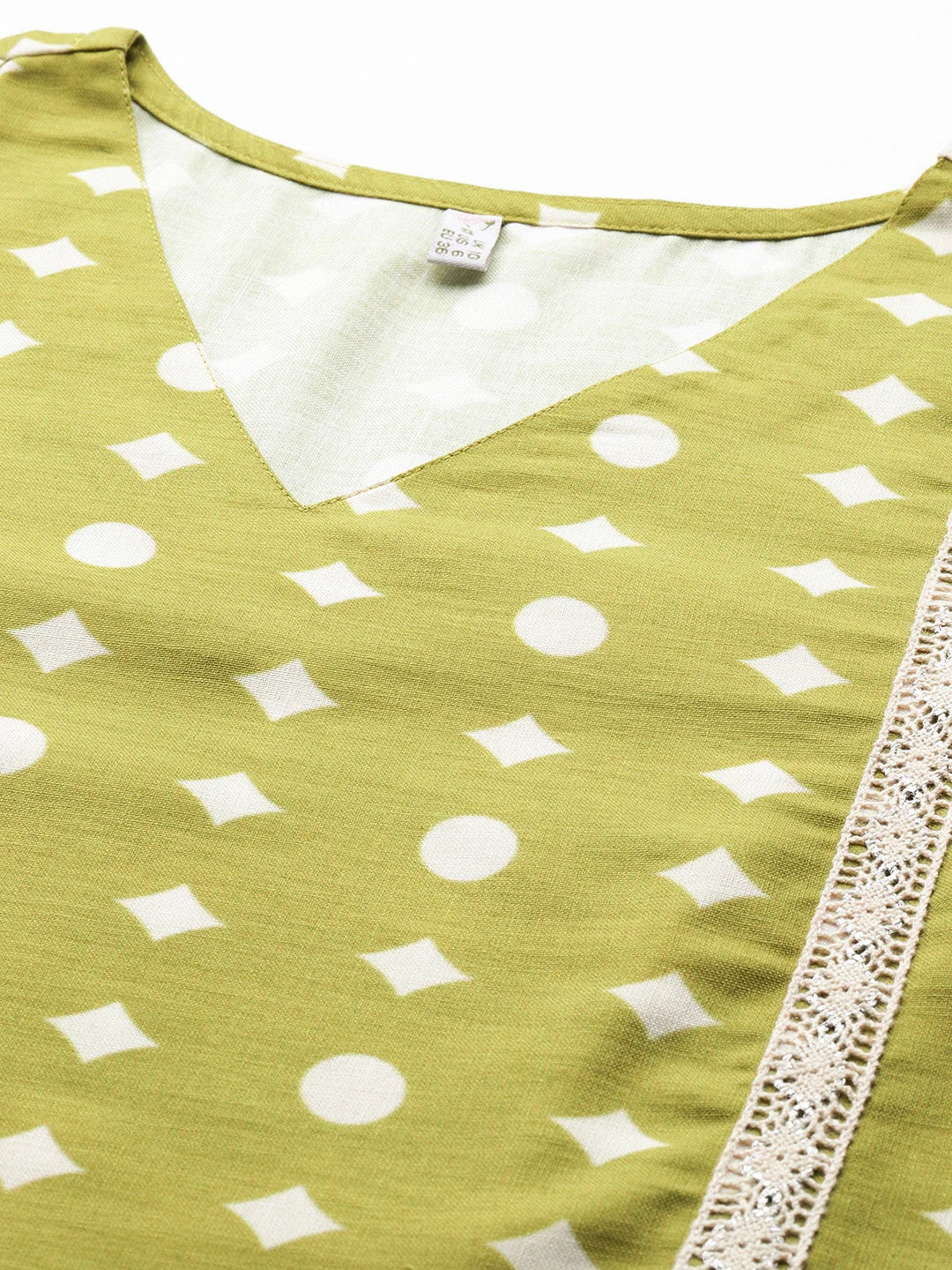 Women's Olive Fusion Kurta-AHKUMGDP-1159