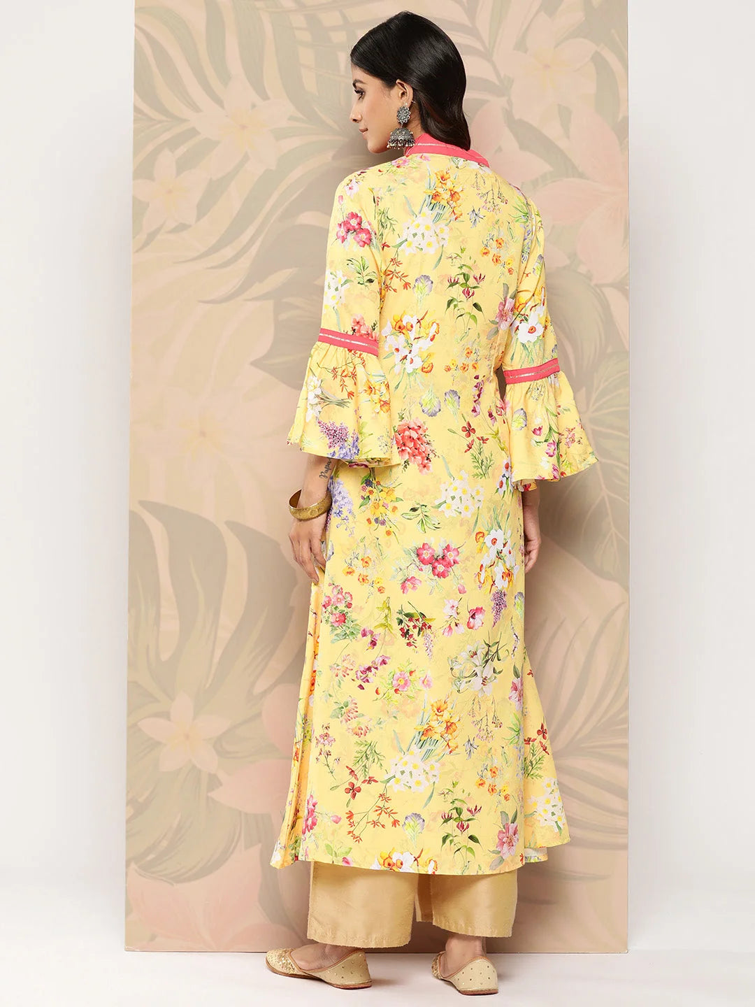 Yellow Floral Gotta Patti Indian Kurta for Women Online