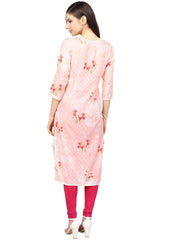 Printed Floral Muslin Straight Kurta For Women-AHKUMSDP-808