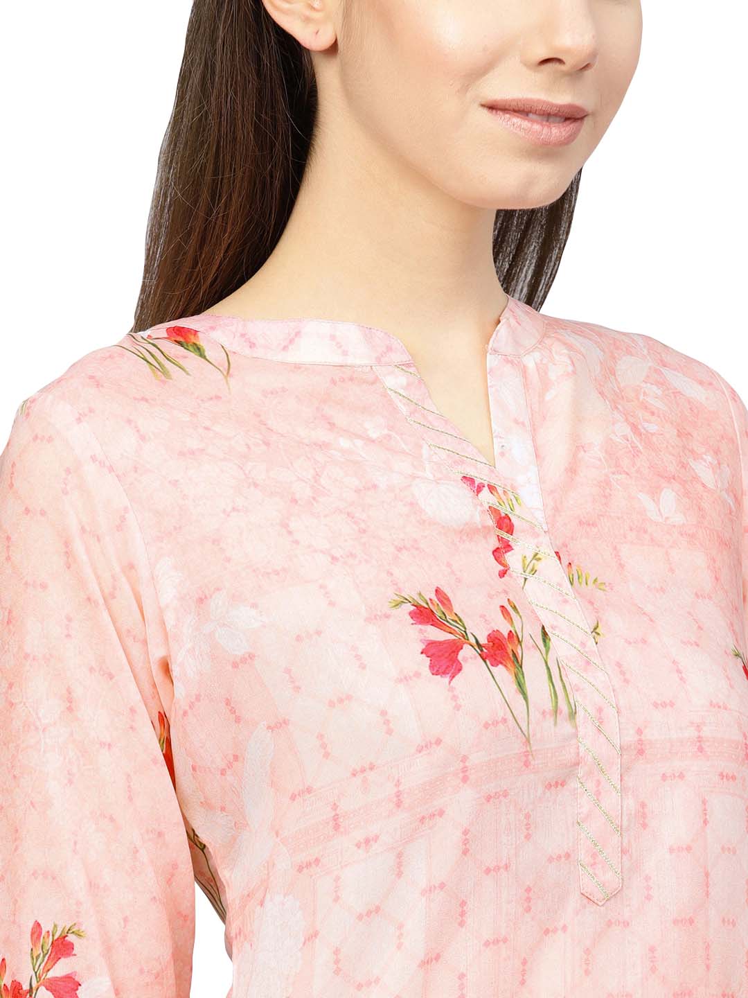 Floral Printed Muslin Kurta for Women | Indian Kurta Ladies