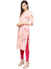 Printed Floral Muslin Straight Kurta For Women-AHKUMSDP-808