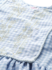 Blue & White Checked A-Line Top-AHKUMSRG-849