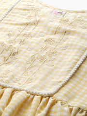 Yellow & White Checked A-Line Top-AHKUMSRG-850