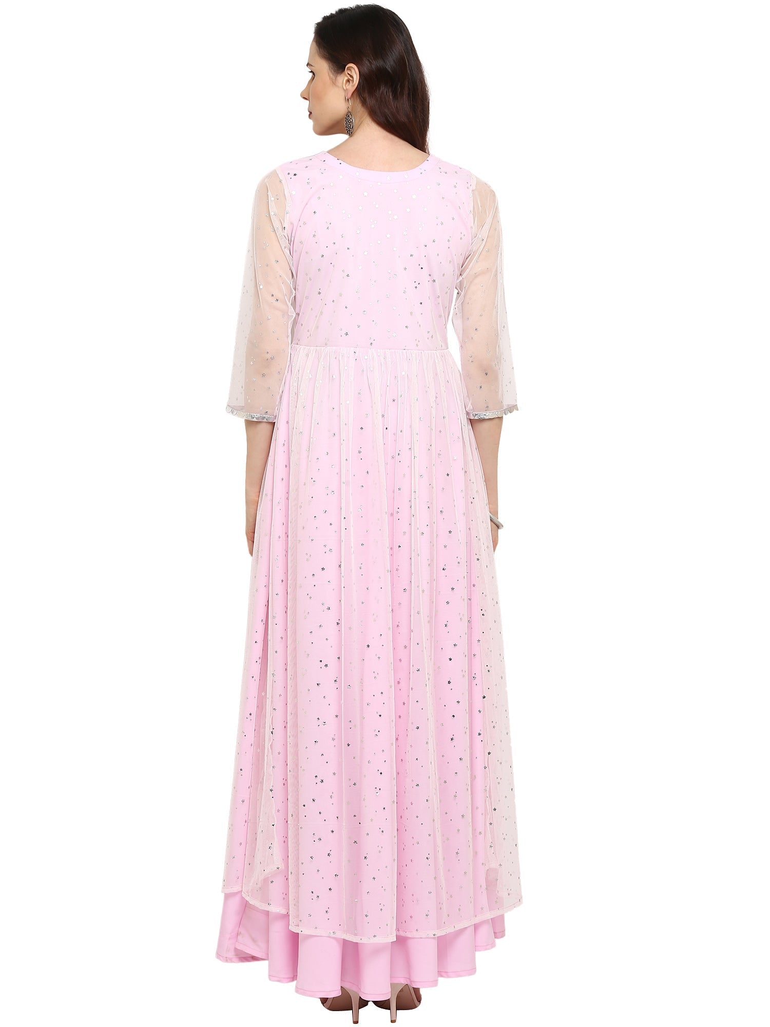 Striped Maxi Dress with Jacket | Indian Kurtis and Kurtas
