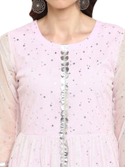 Light Pink Double Layered Indo western Kurta Dress-AHKUNTFPDS-681