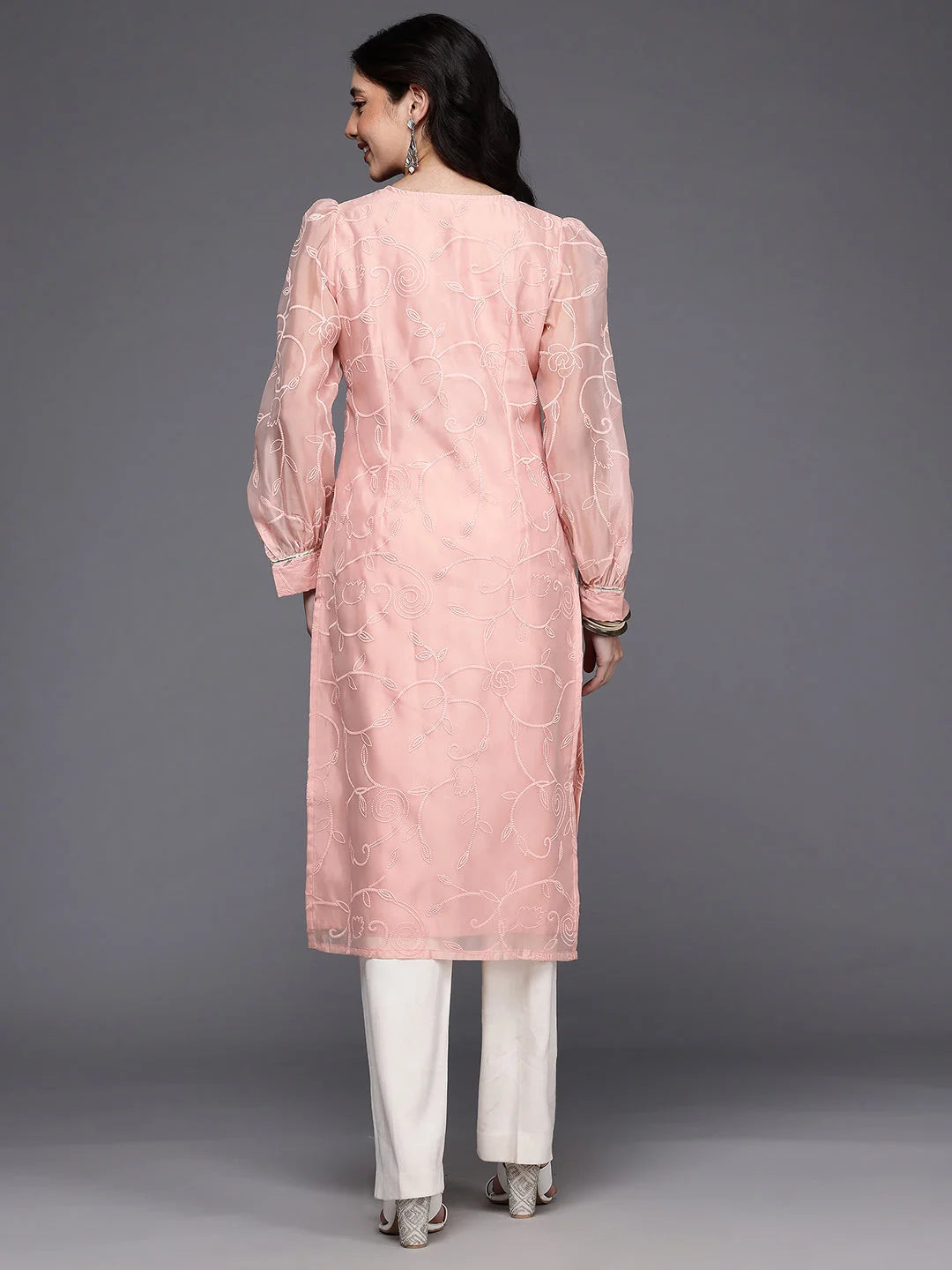 Women's Pink Fusion Kurta-AHKUORRP-1161