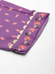 Women Floral Printed Panelled Gotta Patti Kurta with Trousers