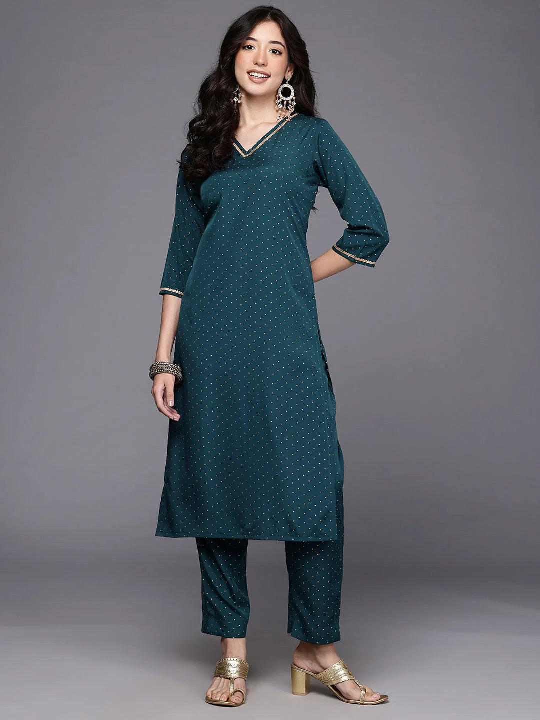 Womens Green Crepe Fusion Kurta Sets-AHKUPN-COMBO-1117
