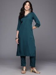 Womens Green Crepe Fusion Kurta Sets-AHKUPN-COMBO-1117