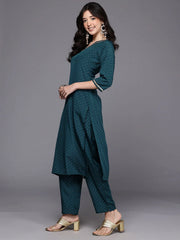 Womens Green Crepe Fusion Kurta Sets-AHKUPN-COMBO-1117