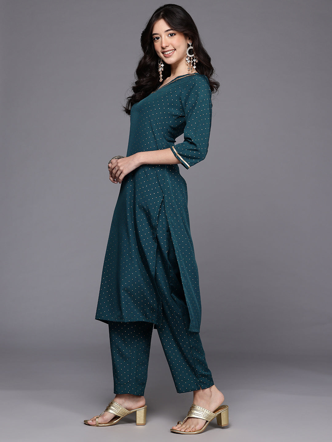 Womens Green Crepe Fusion Kurta Sets-AHKUPN-COMBO-1117