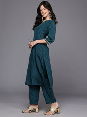 Womens Green Crepe Fusion Kurta Sets-AHKUPN-COMBO-1117