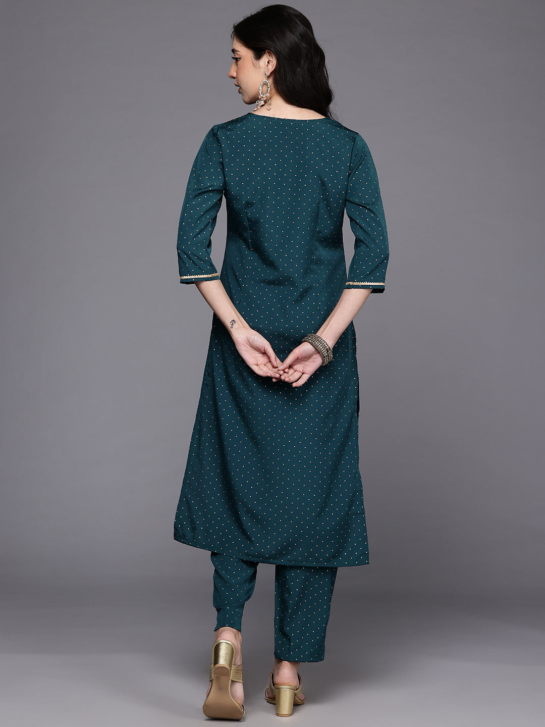 Womens Green Crepe Fusion Kurta Sets-AHKUPN-COMBO-1117