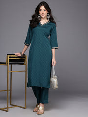 Womens Green Crepe Fusion Kurta Sets-AHKUPN-COMBO-1117