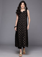 Womens Black Viscose Rayon Fusion Kurta Sets-AHKUPN-COMBO-1121