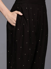 Womens Black Viscose Rayon Fusion Kurta Sets-AHKUPN-COMBO-1121