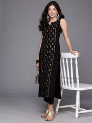 Womens Black Viscose Rayon Fusion Kurta Sets-AHKUPN-COMBO-1121