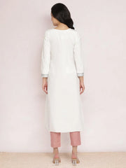 White Solid Velvet Angrakha Kurta With Gold Printed Pant-AHKUPN-COMBO-415