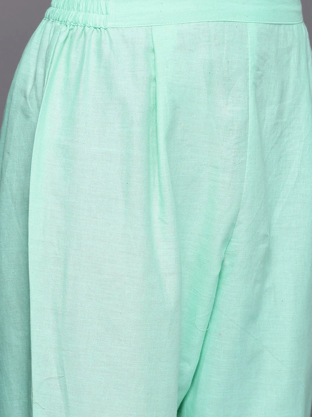 Sea Green Cotton Gold Print Kurta Set | Women's Kurta Sets