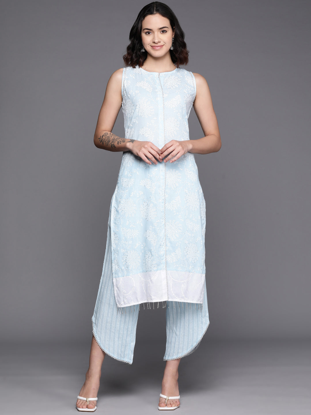 Floral Cotton Kurta Palazzo Set | Women's Palazzo Pants Outfit