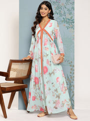 Floral Printed Empire Kurta With Trousers-AHKUPN-COMBO-727-ICH