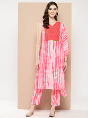 Printed One-Shoulder Flared Sleeve Sequinned Kurta with Trousers-AHKUPN-COMBO-765-ICH