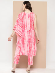 Printed One-Shoulder Flared Sleeve Sequinned Kurta with Trousers-AHKUPN-COMBO-765-ICH