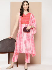 Printed One-Shoulder Flared Sleeve Sequinned Kurta with Trousers-AHKUPN-COMBO-765-ICH