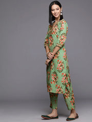 Women Floral Printed Regular Kurta with Trousers-AHKUPN-COMBO-848