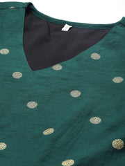 Women Printed Pleated Kurta with Trousers-AHKUPN-COMBO-864