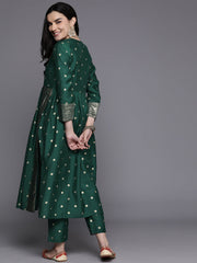 Women Printed Pleated Kurta with Trousers-AHKUPN-COMBO-864