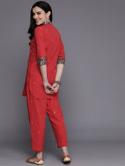 Ethnic Motifs Regular Sequinned Kurti with Trousers-AHKUPN-COMBO-875