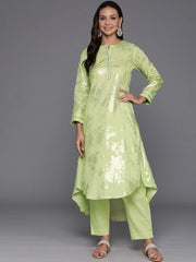 Women Floral Printed Regular Gotta Patti Pure Cotton Kurta with Trousers-AHKUPN-COMBO-918