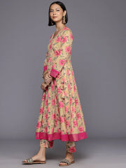 Floral Printed Angrakha Gotta Patti Kurta with Trousers-AHKUPN-COMBO-996