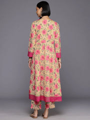 Floral Printed Angrakha Gotta Patti Kurta with Trousers-AHKUPN-COMBO-996
