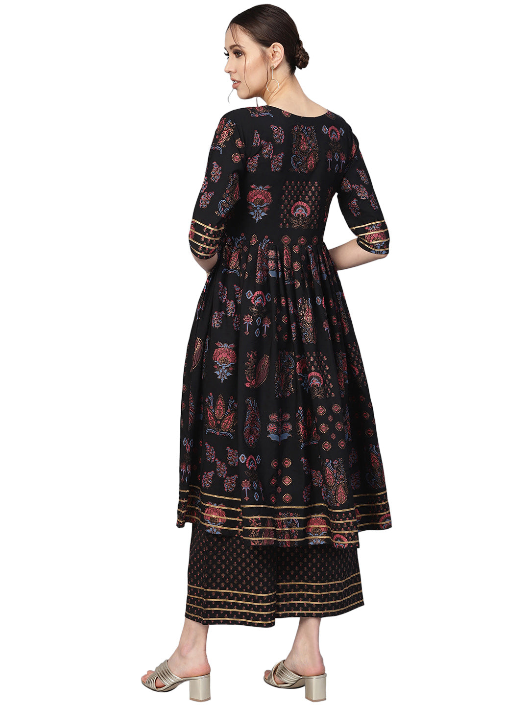 Black Printed A-Line Kurta Set | Women's Indian Kurta Sets