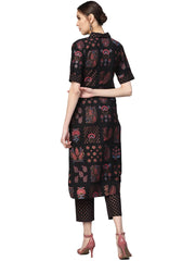 Black Printed Pathani Kurta Sets-AHKUPN-Combo-155