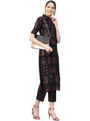 Black Printed Pathani Kurta Sets-AHKUPN-Combo-155