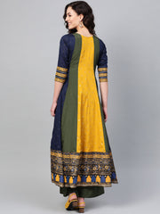 Green & Yellow Pleated Kurta with Palazzo Set-AHKUPN-Combo-225
