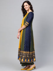 Green & Yellow Pleated Kurta with Palazzo Set-AHKUPN-Combo-225