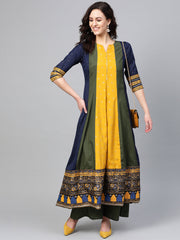 Green & Yellow Pleated Kurta with Palazzo Set-AHKUPN-Combo-225