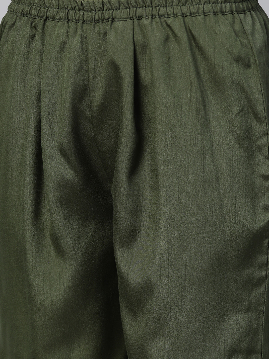 Green & Yellow Pleated Kurta Palazzo Pants Set for Women