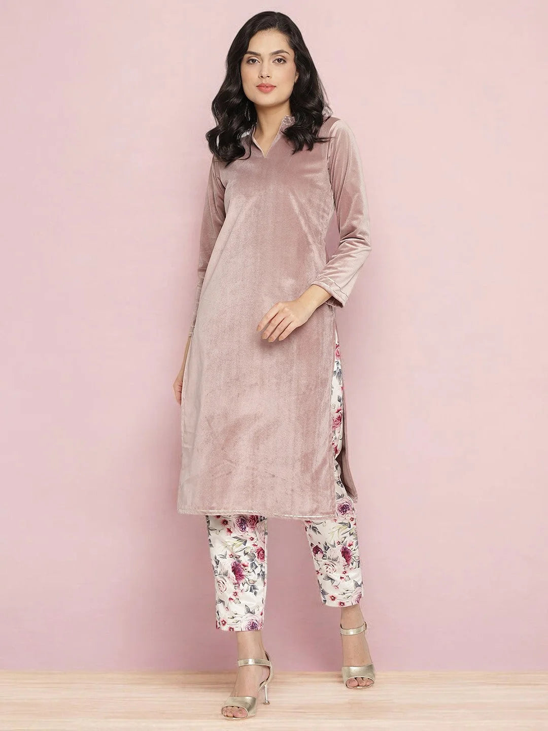Lilac Kurta & Floral Pant Set | Designer Women's Kurta Sets