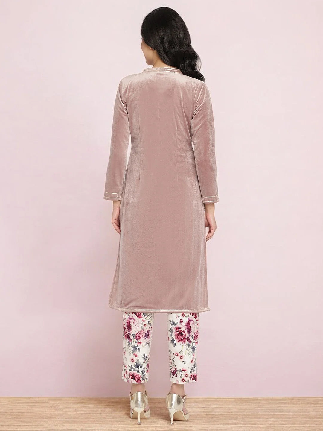 Lilac Kurta & Floral Pant Set | Designer Women's Kurta Sets