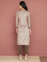 Off White & Green Velvet Kurta with Pant-AHKUPN-Combo-327