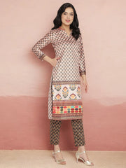 Off White & Green Velvet Kurta with Pant-AHKUPN-Combo-327